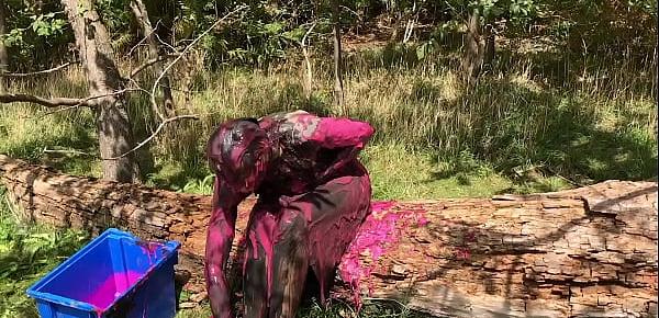  Messy Cute Girl, Dirty Muddy and Gunged in Sexy Pink